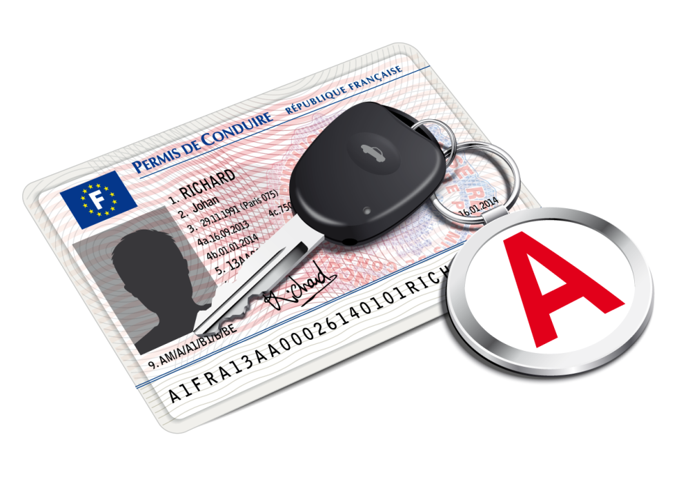 Clé de voiture posée sur un permis B